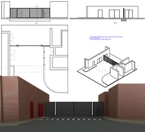 Hinge Gate and Building Rendering